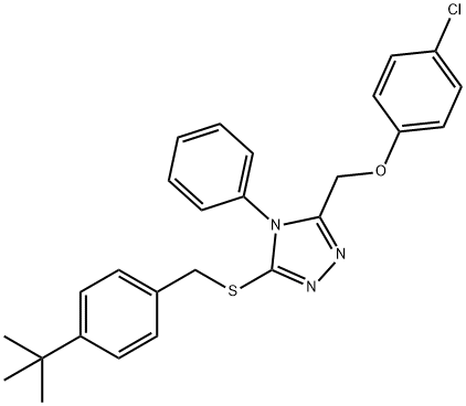 3-[(4-tert-butylbenzyl)sulfanyl]-5-[(4-chlorophenoxy)methyl]-4-phenyl-4H-1,2,4-triazole 结构式