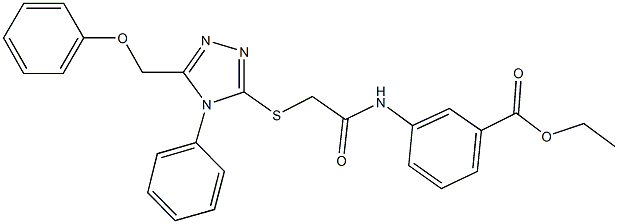 ethyl 3-[({[5-(phenoxymethyl)-4-phenyl-4H-1,2,4-triazol-3-yl]sulfanyl}acetyl)amino]benzoate 结构式