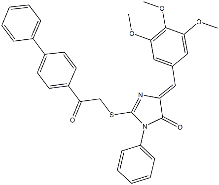 2-[(2-[1,1'-biphenyl]-4-yl-2-oxoethyl)sulfanyl]-3-phenyl-5-(3,4,5-trimethoxybenzylidene)-3,5-dihydro-4H-imidazol-4-one 结构式