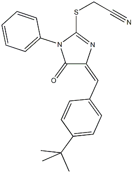 {[4-(4-tert-butylbenzylidene)-5-oxo-1-phenyl-4,5-dihydro-1H-imidazol-2-yl]sulfanyl}acetonitrile 结构式