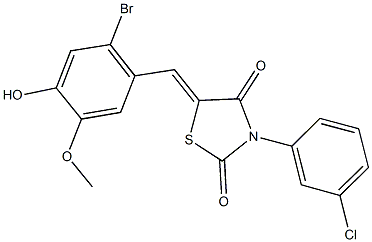 5-(2-bromo-4-hydroxy-5-methoxybenzylidene)-3-(3-chlorophenyl)-1,3-thiazolidine-2,4-dione 结构式