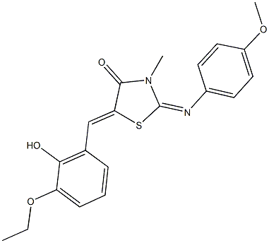 5-(3-ethoxy-2-hydroxybenzylidene)-2-[(4-methoxyphenyl)imino]-3-methyl-1,3-thiazolidin-4-one 结构式