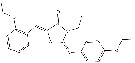 5-(2-ethoxybenzylidene)-2-[(4-ethoxyphenyl)imino]-3-ethyl-1,3-thiazolidin-4-one 结构式