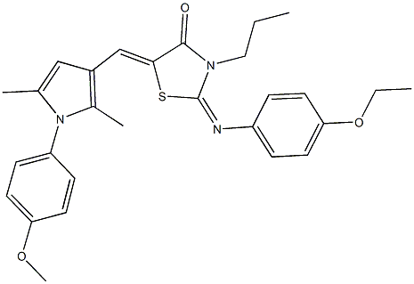 2-[(4-ethoxyphenyl)imino]-5-{[1-(4-methoxyphenyl)-2,5-dimethyl-1H-pyrrol-3-yl]methylene}-3-propyl-1,3-thiazolidin-4-one 结构式