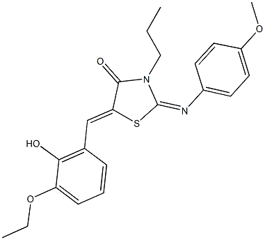 5-(3-ethoxy-2-hydroxybenzylidene)-2-[(4-methoxyphenyl)imino]-3-propyl-1,3-thiazolidin-4-one 结构式