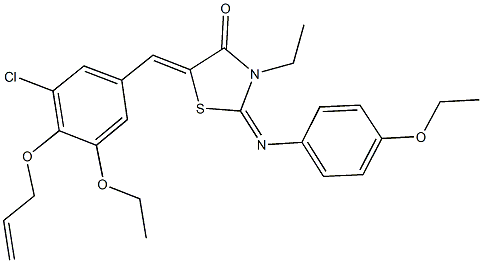 5-[4-(allyloxy)-3-chloro-5-ethoxybenzylidene]-2-[(4-ethoxyphenyl)imino]-3-ethyl-1,3-thiazolidin-4-one 结构式