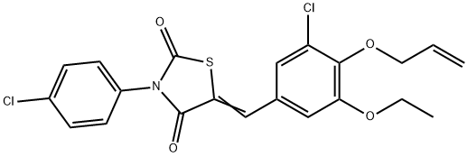 5-[4-(allyloxy)-3-chloro-5-ethoxybenzylidene]-3-(4-chlorophenyl)-1,3-thiazolidine-2,4-dione 结构式