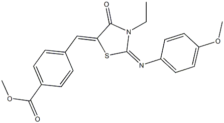 methyl 4-({3-ethyl-2-[(4-methoxyphenyl)imino]-4-oxo-1,3-thiazolidin-5-ylidene}methyl)benzoate 结构式