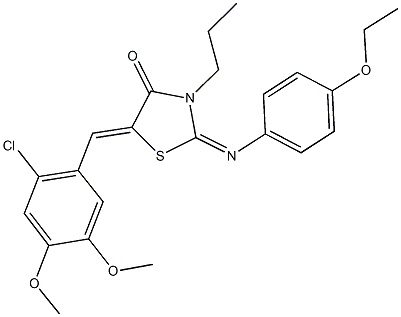 5-(2-chloro-4,5-dimethoxybenzylidene)-2-[(4-ethoxyphenyl)imino]-3-propyl-1,3-thiazolidin-4-one 结构式