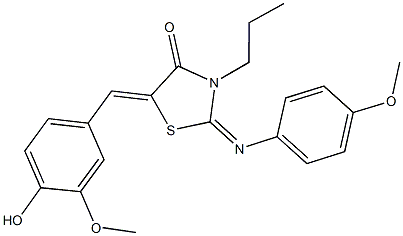 5-(4-hydroxy-3-methoxybenzylidene)-2-[(4-methoxyphenyl)imino]-3-propyl-1,3-thiazolidin-4-one 结构式