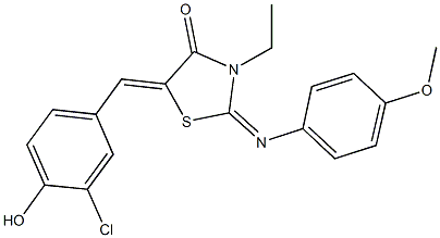 5-(3-chloro-4-hydroxybenzylidene)-3-ethyl-2-[(4-methoxyphenyl)imino]-1,3-thiazolidin-4-one 结构式