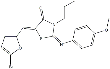 5-[(5-bromo-2-furyl)methylene]-2-[(4-methoxyphenyl)imino]-3-propyl-1,3-thiazolidin-4-one 结构式