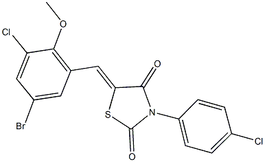 5-(5-bromo-3-chloro-2-methoxybenzylidene)-3-(4-chlorophenyl)-1,3-thiazolidine-2,4-dione 结构式