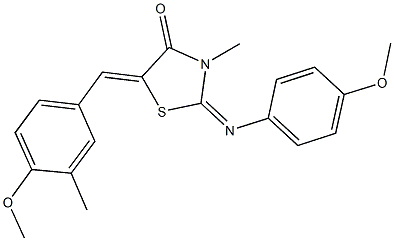 5-(4-methoxy-3-methylbenzylidene)-2-[(4-methoxyphenyl)imino]-3-methyl-1,3-thiazolidin-4-one 结构式