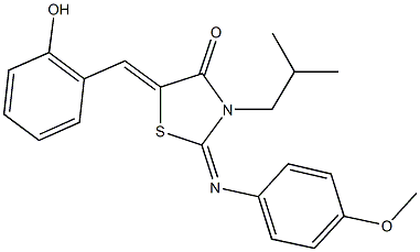5-(2-hydroxybenzylidene)-3-isobutyl-2-[(4-methoxyphenyl)imino]-1,3-thiazolidin-4-one 结构式