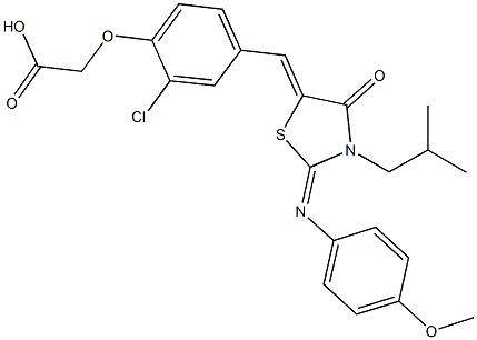 [2-chloro-4-({3-isobutyl-2-[(4-methoxyphenyl)imino]-4-oxo-1,3-thiazolidin-5-ylidene}methyl)phenoxy]acetic acid 结构式