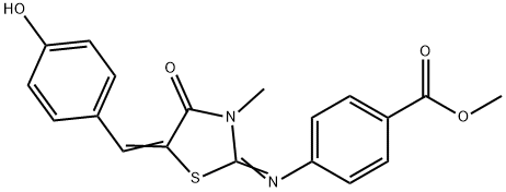 methyl 4-{[5-(4-hydroxybenzylidene)-3-methyl-4-oxo-1,3-thiazolidin-2-ylidene]amino}benzoate 结构式