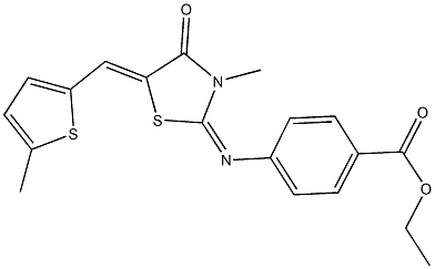 ethyl 4-({3-methyl-5-[(5-methylthien-2-yl)methylene]-4-oxo-1,3-thiazolidin-2-ylidene}amino)benzoate 结构式