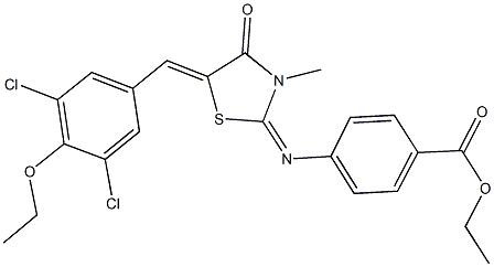 ethyl 4-{[5-(3,5-dichloro-4-ethoxybenzylidene)-3-methyl-4-oxo-1,3-thiazolidin-2-ylidene]amino}benzoate 结构式