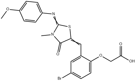 [4-bromo-2-({2-[(4-methoxyphenyl)imino]-3-methyl-4-oxo-1,3-thiazolidin-5-ylidene}methyl)phenoxy]acetic acid 结构式