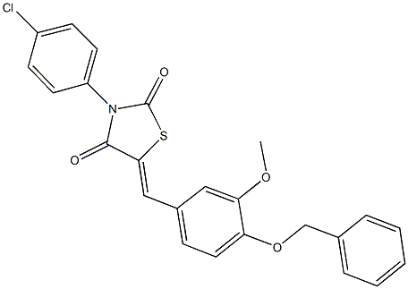 5-[4-(benzyloxy)-3-methoxybenzylidene]-3-(4-chlorophenyl)-1,3-thiazolidine-2,4-dione 结构式