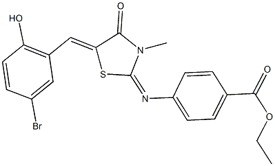 ethyl 4-{[5-(5-bromo-2-hydroxybenzylidene)-3-methyl-4-oxo-1,3-thiazolidin-2-ylidene]amino}benzoate 结构式