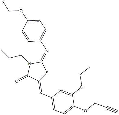 2-[(4-ethoxyphenyl)imino]-5-[3-ethoxy-4-(2-propynyloxy)benzylidene]-3-propyl-1,3-thiazolidin-4-one 结构式