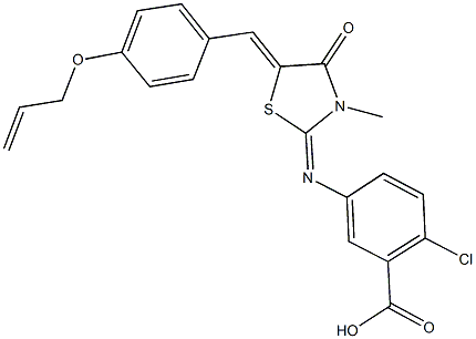5-({5-[4-(allyloxy)benzylidene]-3-methyl-4-oxo-1,3-thiazolidin-2-ylidene}amino)-2-chlorobenzoic acid 结构式
