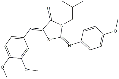 5-(3,4-dimethoxybenzylidene)-3-isobutyl-2-[(4-methoxyphenyl)imino]-1,3-thiazolidin-4-one 结构式