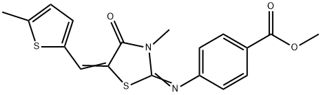 methyl 4-({3-methyl-5-[(5-methyl-2-thienyl)methylene]-4-oxo-1,3-thiazolidin-2-ylidene}amino)benzoate 结构式