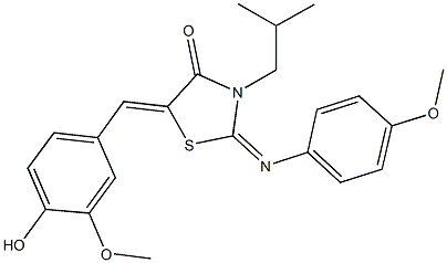 5-(4-hydroxy-3-methoxybenzylidene)-3-isobutyl-2-[(4-methoxyphenyl)imino]-1,3-thiazolidin-4-one 结构式