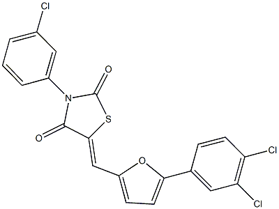 3-(3-chlorophenyl)-5-{[5-(3,4-dichlorophenyl)-2-furyl]methylene}-1,3-thiazolidine-2,4-dione 结构式