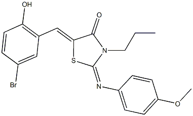 5-(5-bromo-2-hydroxybenzylidene)-2-[(4-methoxyphenyl)imino]-3-propyl-1,3-thiazolidin-4-one 结构式