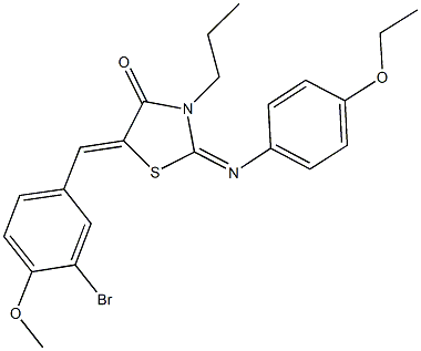 5-(3-bromo-4-methoxybenzylidene)-2-[(4-ethoxyphenyl)imino]-3-propyl-1,3-thiazolidin-4-one 结构式