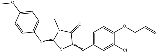 5-[4-(allyloxy)-3-chlorobenzylidene]-2-[(4-methoxyphenyl)imino]-3-methyl-1,3-thiazolidin-4-one 结构式