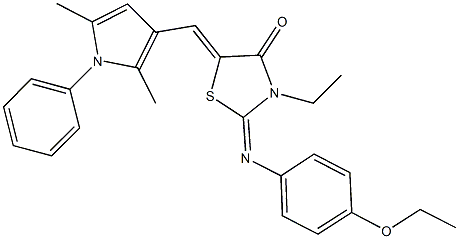 5-[(2,5-dimethyl-1-phenyl-1H-pyrrol-3-yl)methylene]-2-[(4-ethoxyphenyl)imino]-3-ethyl-1,3-thiazolidin-4-one 结构式