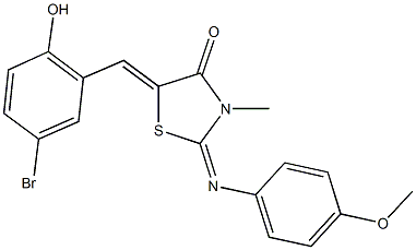 5-(5-bromo-2-hydroxybenzylidene)-2-[(4-methoxyphenyl)imino]-3-methyl-1,3-thiazolidin-4-one 结构式