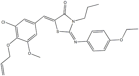 5-[4-(allyloxy)-3-chloro-5-methoxybenzylidene]-2-[(4-ethoxyphenyl)imino]-3-propyl-1,3-thiazolidin-4-one 结构式