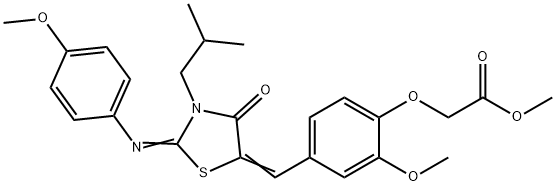 methyl [4-({3-isobutyl-2-[(4-methoxyphenyl)imino]-4-oxo-1,3-thiazolidin-5-ylidene}methyl)-2-methoxyphenoxy]acetate 结构式