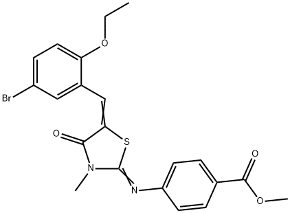 methyl 4-{[5-(5-bromo-2-ethoxybenzylidene)-3-methyl-4-oxo-1,3-thiazolidin-2-ylidene]amino}benzoate 结构式