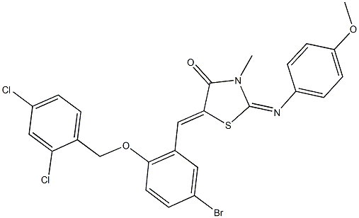 5-{5-bromo-2-[(2,4-dichlorobenzyl)oxy]benzylidene}-2-[(4-methoxyphenyl)imino]-3-methyl-1,3-thiazolidin-4-one 结构式