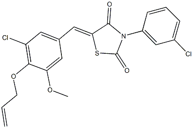5-[4-(allyloxy)-3-chloro-5-methoxybenzylidene]-3-(3-chlorophenyl)-1,3-thiazolidine-2,4-dione 结构式