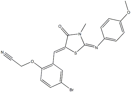 [4-bromo-2-({2-[(4-methoxyphenyl)imino]-3-methyl-4-oxo-1,3-thiazolidin-5-ylidene}methyl)phenoxy]acetonitrile 结构式