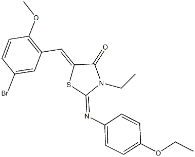 5-(5-bromo-2-methoxybenzylidene)-2-[(4-ethoxyphenyl)imino]-3-ethyl-1,3-thiazolidin-4-one 结构式