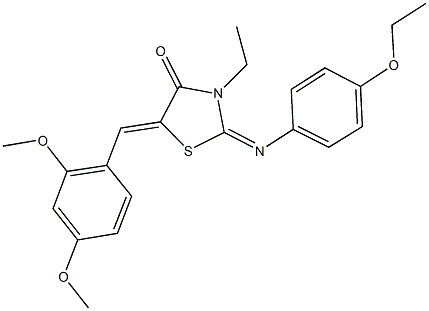 5-(2,4-dimethoxybenzylidene)-2-[(4-ethoxyphenyl)imino]-3-ethyl-1,3-thiazolidin-4-one 结构式
