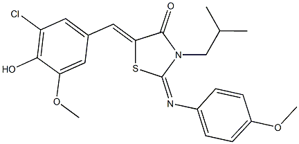 5-(3-chloro-4-hydroxy-5-methoxybenzylidene)-3-isobutyl-2-[(4-methoxyphenyl)imino]-1,3-thiazolidin-4-one 结构式