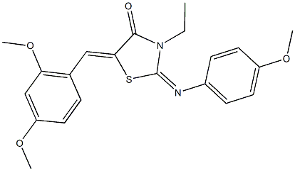5-(2,4-dimethoxybenzylidene)-3-ethyl-2-[(4-methoxyphenyl)imino]-1,3-thiazolidin-4-one 结构式