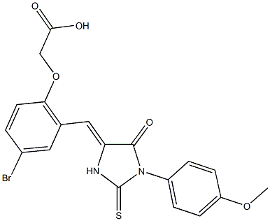 (4-bromo-2-{[1-(4-methoxyphenyl)-5-oxo-2-thioxo-4-imidazolidinylidene]methyl}phenoxy)acetic acid 结构式