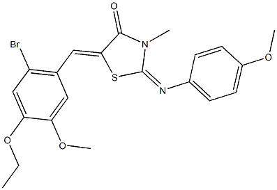 5-(2-bromo-4-ethoxy-5-methoxybenzylidene)-2-[(4-methoxyphenyl)imino]-3-methyl-1,3-thiazolidin-4-one 结构式