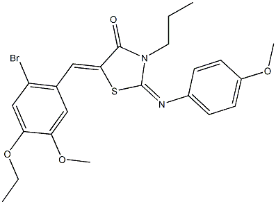 5-(2-bromo-4-ethoxy-5-methoxybenzylidene)-2-[(4-methoxyphenyl)imino]-3-propyl-1,3-thiazolidin-4-one 结构式